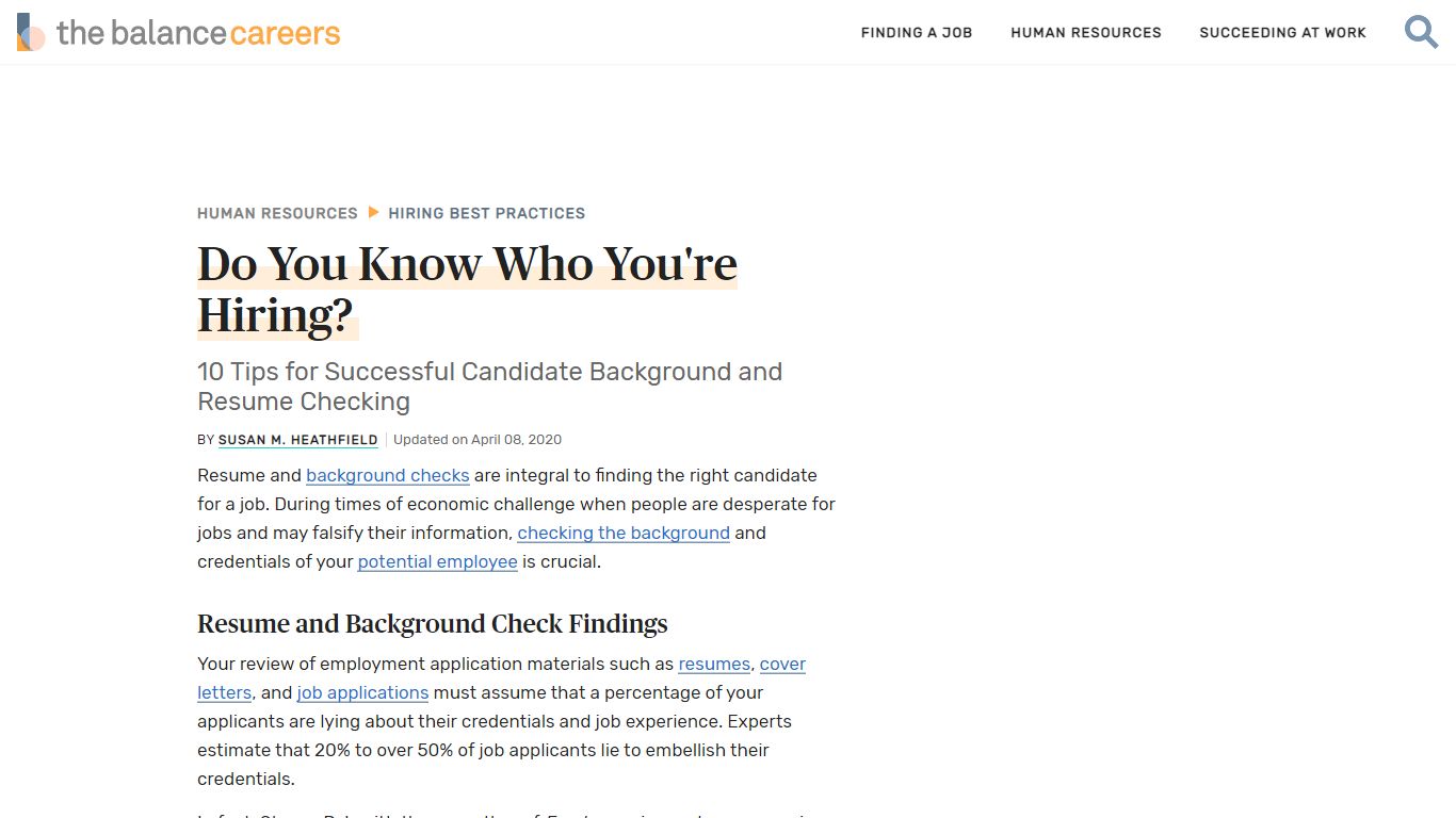 Candidate Background Checking to Avoid Resume Fraud - The Balance Careers