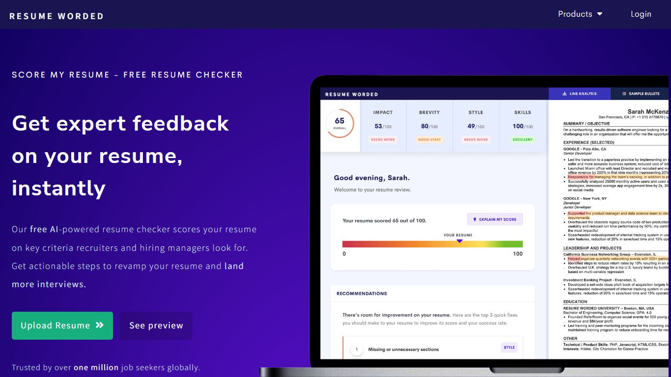 Score My Resume - Get a Free Resume Score - Resume Worded